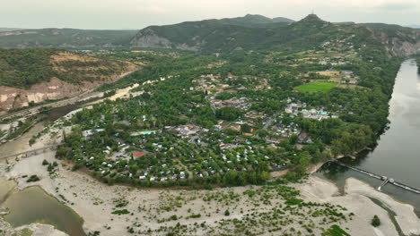 sandaya le soleil vivarais camping next ardèche river in france aerial