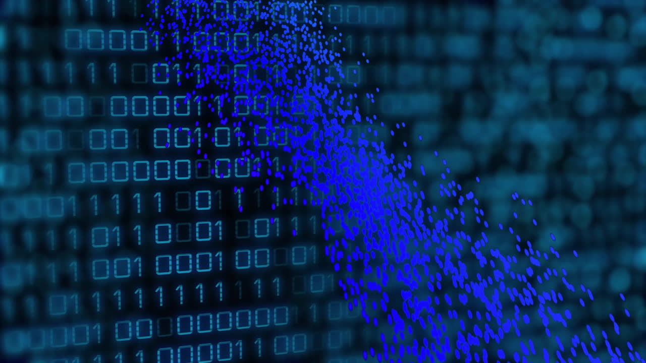 Animation of dna strand over data processing on black background