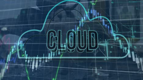 animación de texto de nube en nube con múltiples gráficos en primer plano de la garra de la grulla