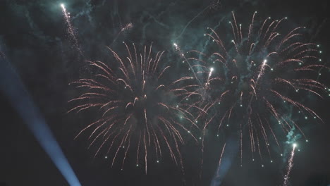 colorful fireworks fill the black sky in a holiday celebration