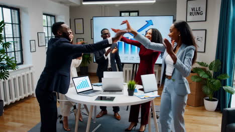 diverse business team celebrating success and collaboration