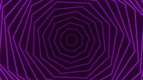 Neon-purple-spiral-hexagons-pattern-on-dark-black-space