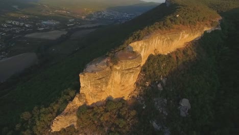 aerial view of a rocky mountain cliff face