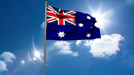 Australia-national-flag-waving-on-flagpole