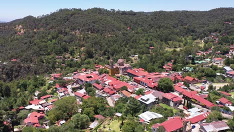 drone flight over mineral del chico, a magical town in hidalgo, mexico