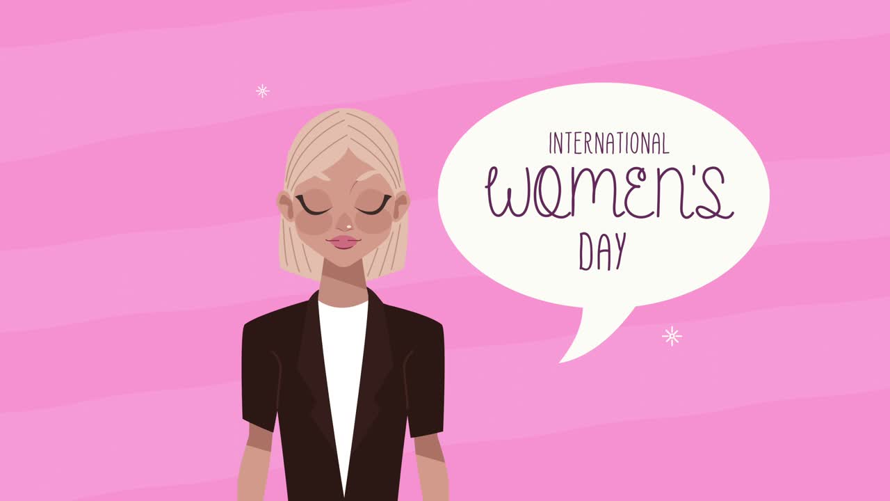 happy womens day lettering with blond woman