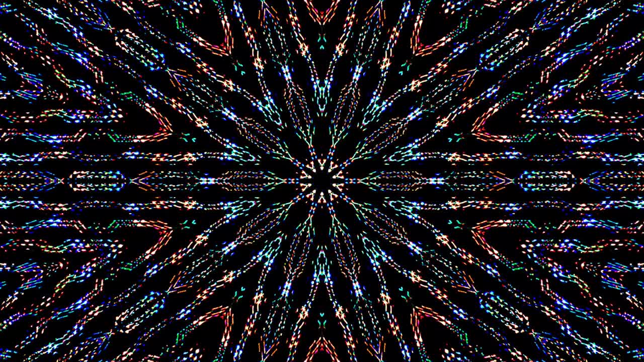 abstract lines colorful light shining round shape in center, black background