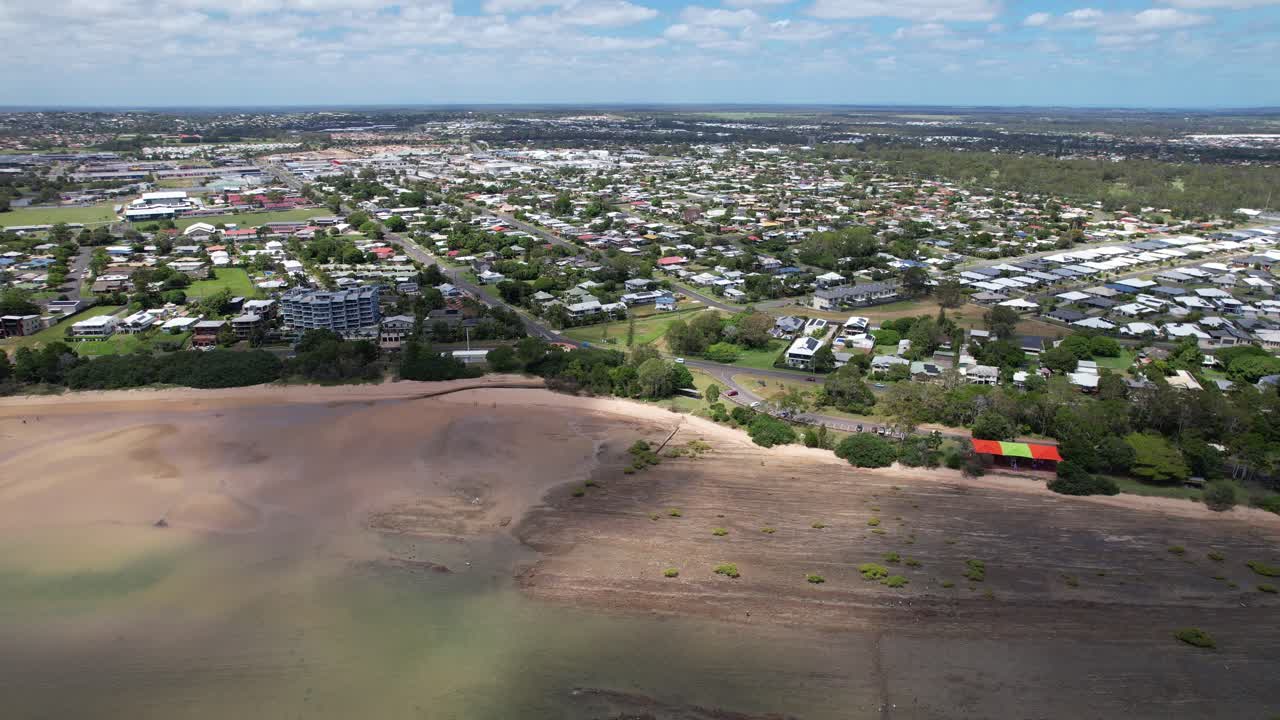 Drone shot of Scarness Jetty Hervey Bay QLD Queensland Australia