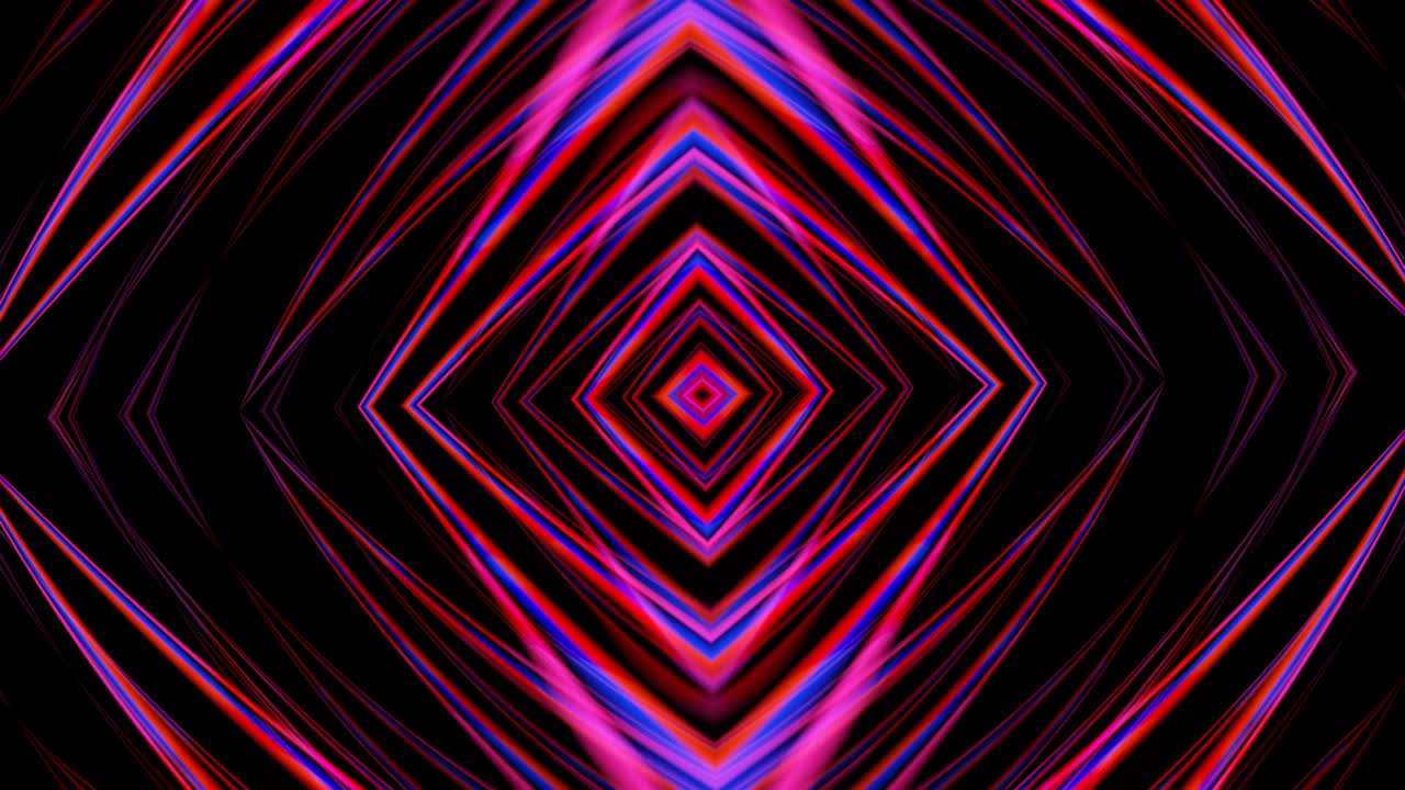 Fluxos pulsantes de um caleidoscópio de formas abstratas.