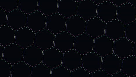 Digital-neon-hexagons-pattern-in-rows-with-neon-dots-on-dark-gradient