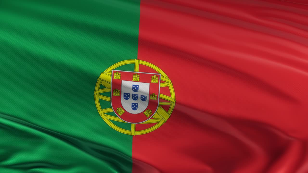 ポルトガルの国旗は風に振り回される - 3dアニメーション - 4kリゾリューション