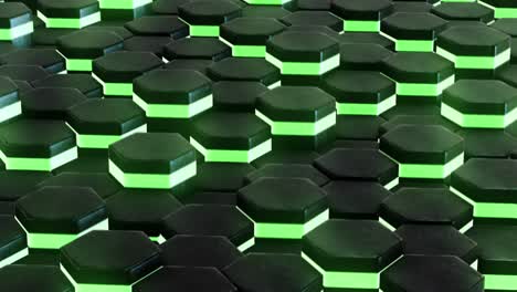 abstract geometric hexagon pattern with green light