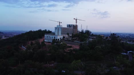 stunning establishing shot of the premier hotel under construction in ibadan, nigeria