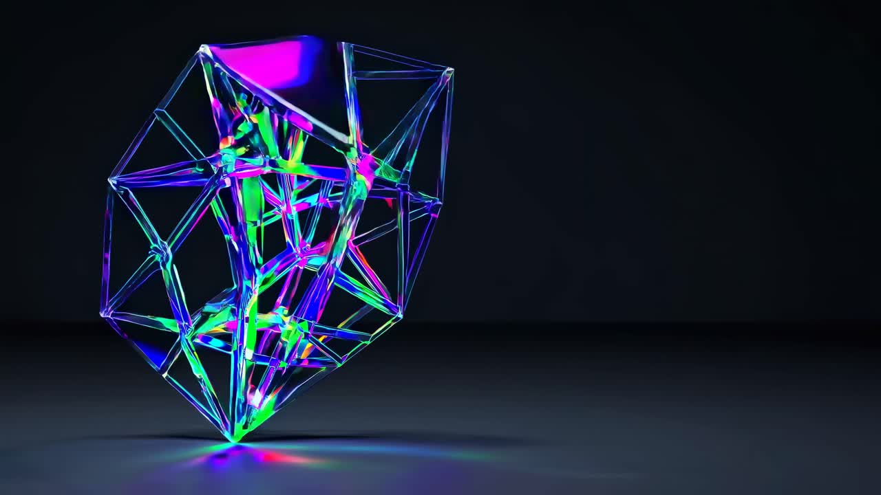 추상적인 iridescent 기하학적 결정 구조