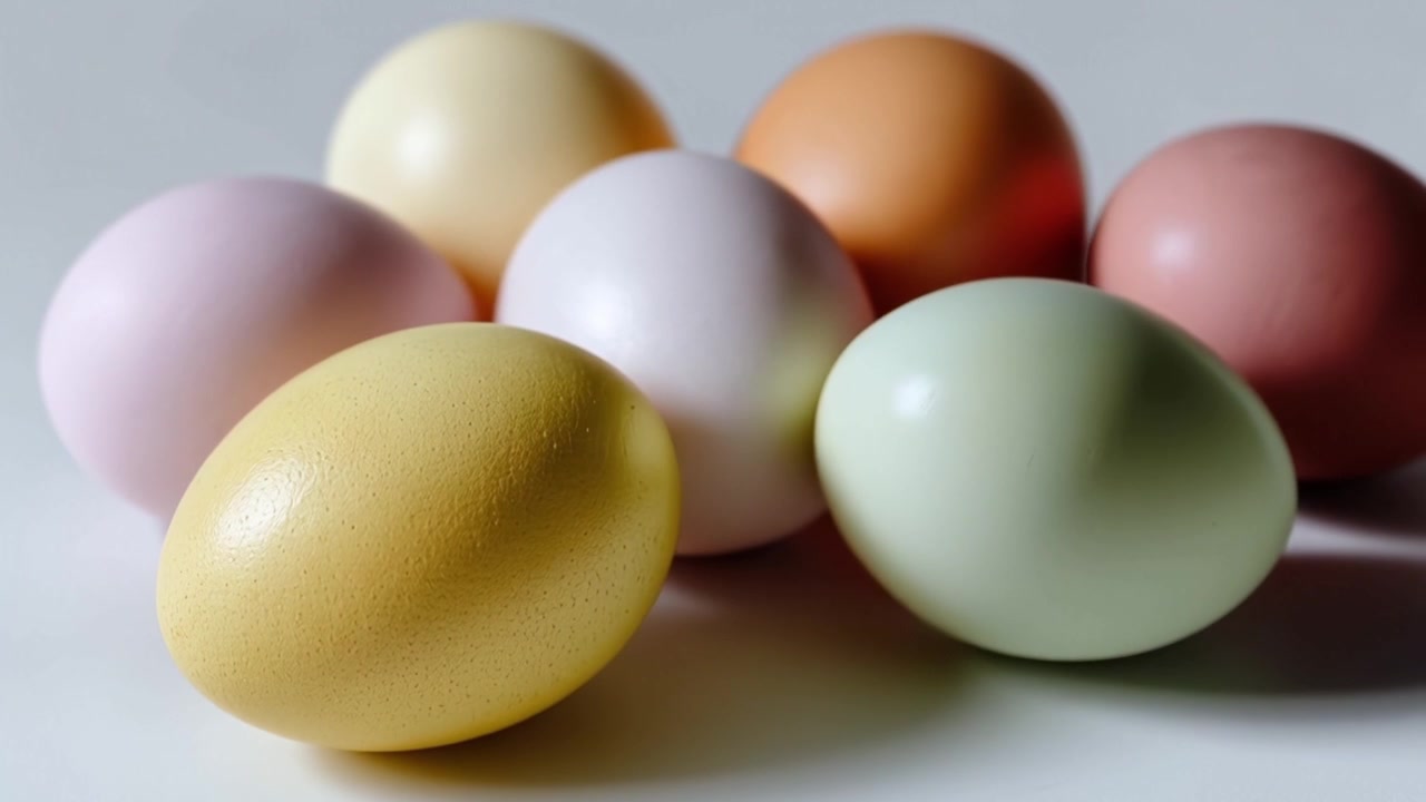 Ovos Coloridos em Tons Pastel em um Fundo Branco