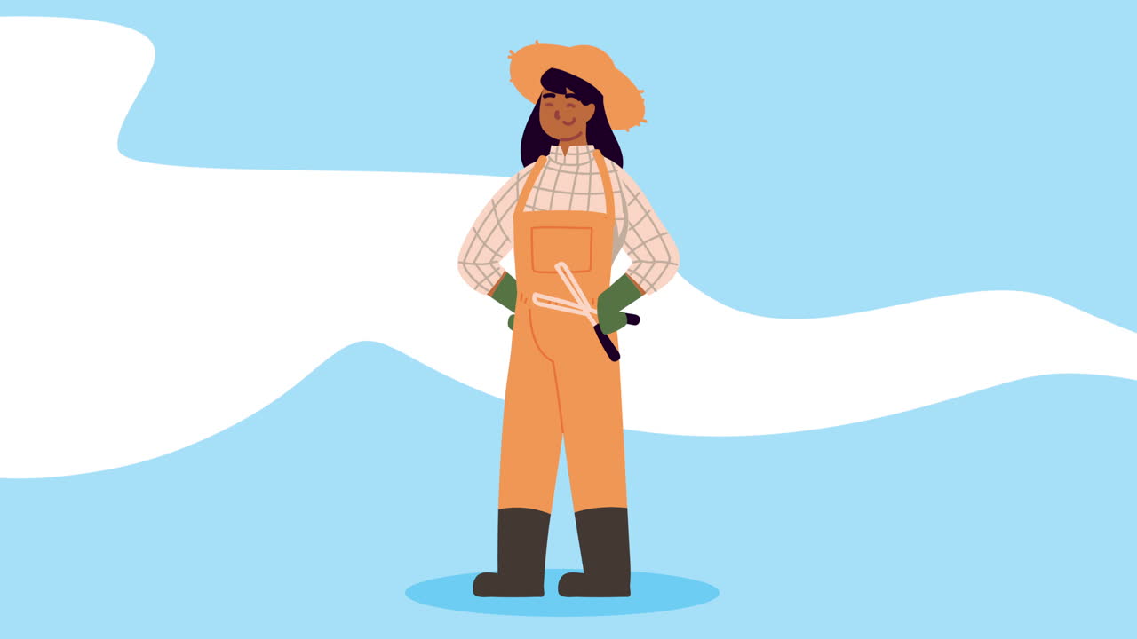 mulher jardineira animação de personagens profissionais