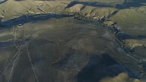 aerial view of a vineyard valley landscape