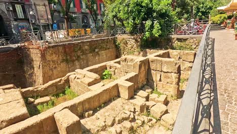 exploring historical ruins in a vibrant city