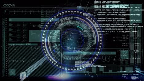 Round-scanner-over-globe-of-network-of-connections-and-digital-interface-with-data-processing