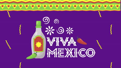 viva mexico animation with tequila bottle