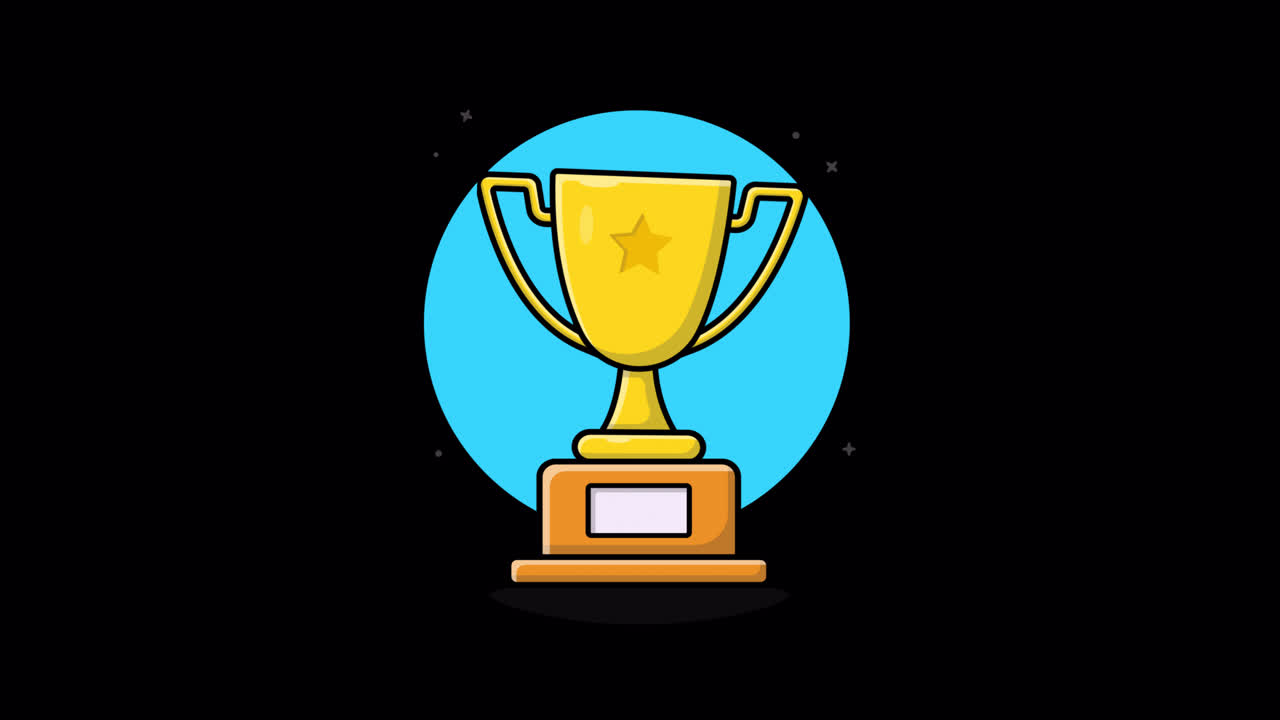 Animated Golden Trophy Appearing with Extending Handles