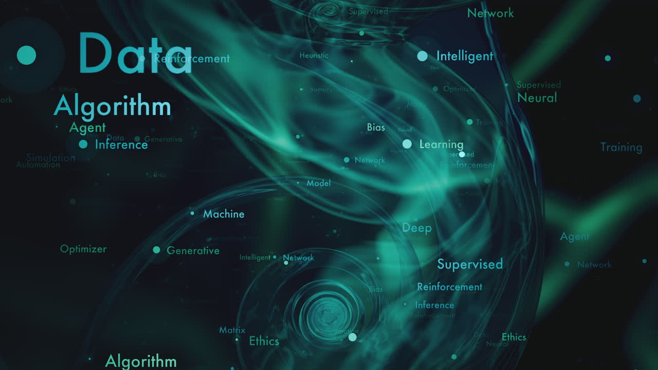 Abstract AI brain learning animation showing scientific glossary.neural health concept