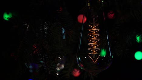 christmas tree with vintage edison bulb