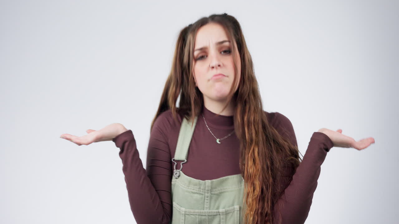 rostro, confundido y mujer con duda