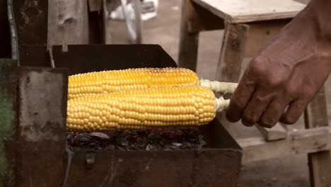 cerca de maíz dulce en una barbacoa