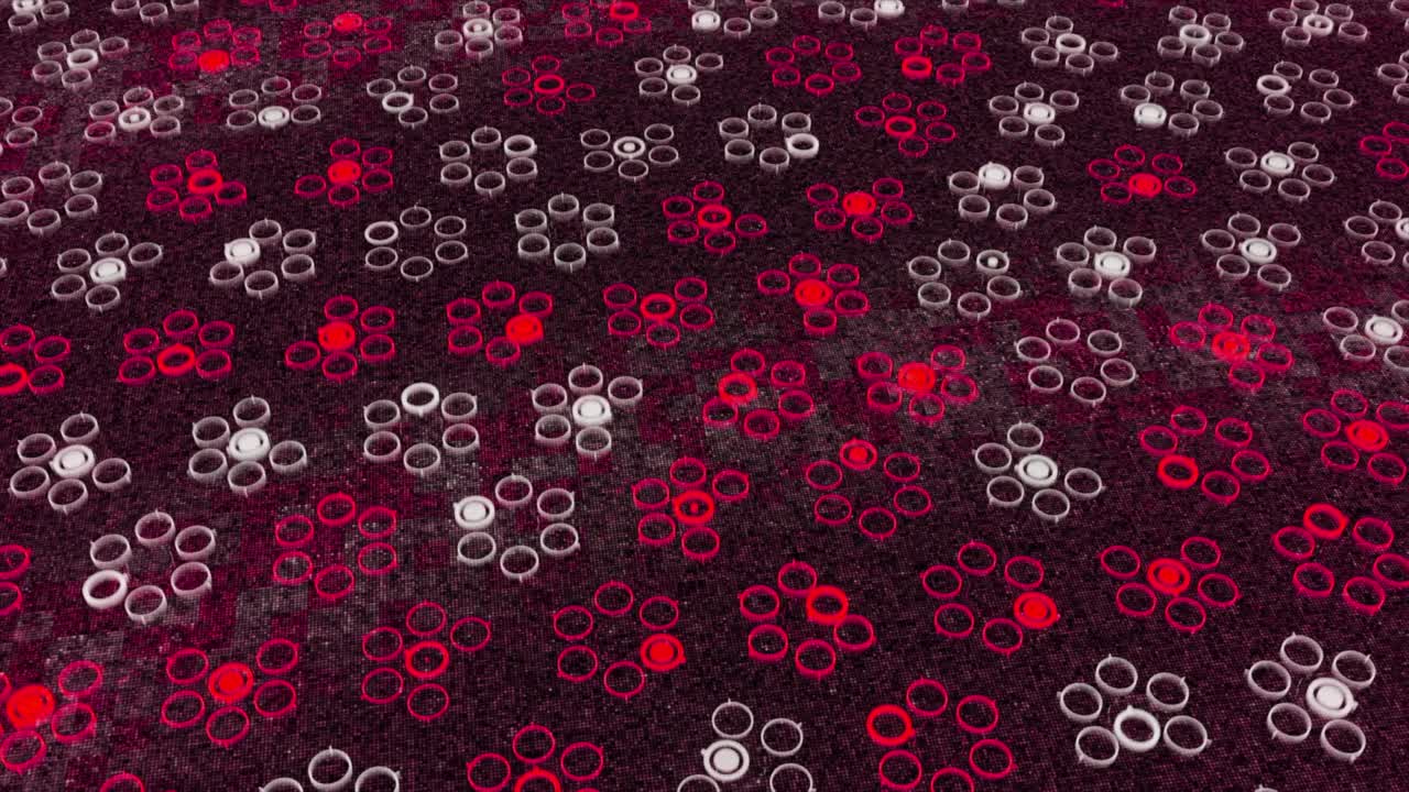 원과 빨간 센트를 가진 추상적인 기하학적 패턴