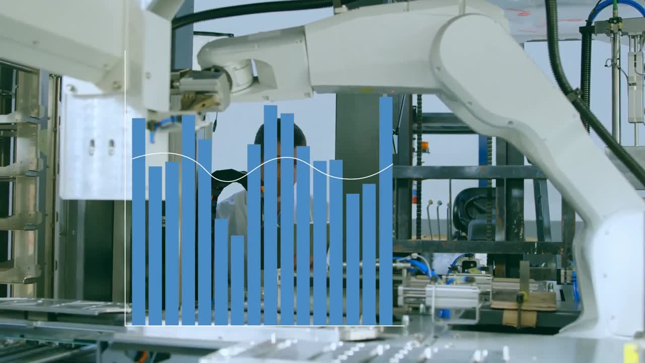 Animation of graph over caucasian businessman in office
