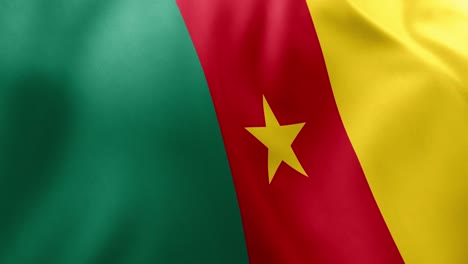 realistic waving flag of cameroon, green, red, yellow stripes, yellow star. central african nation symbol, yaoundé, patriotism, cameroon