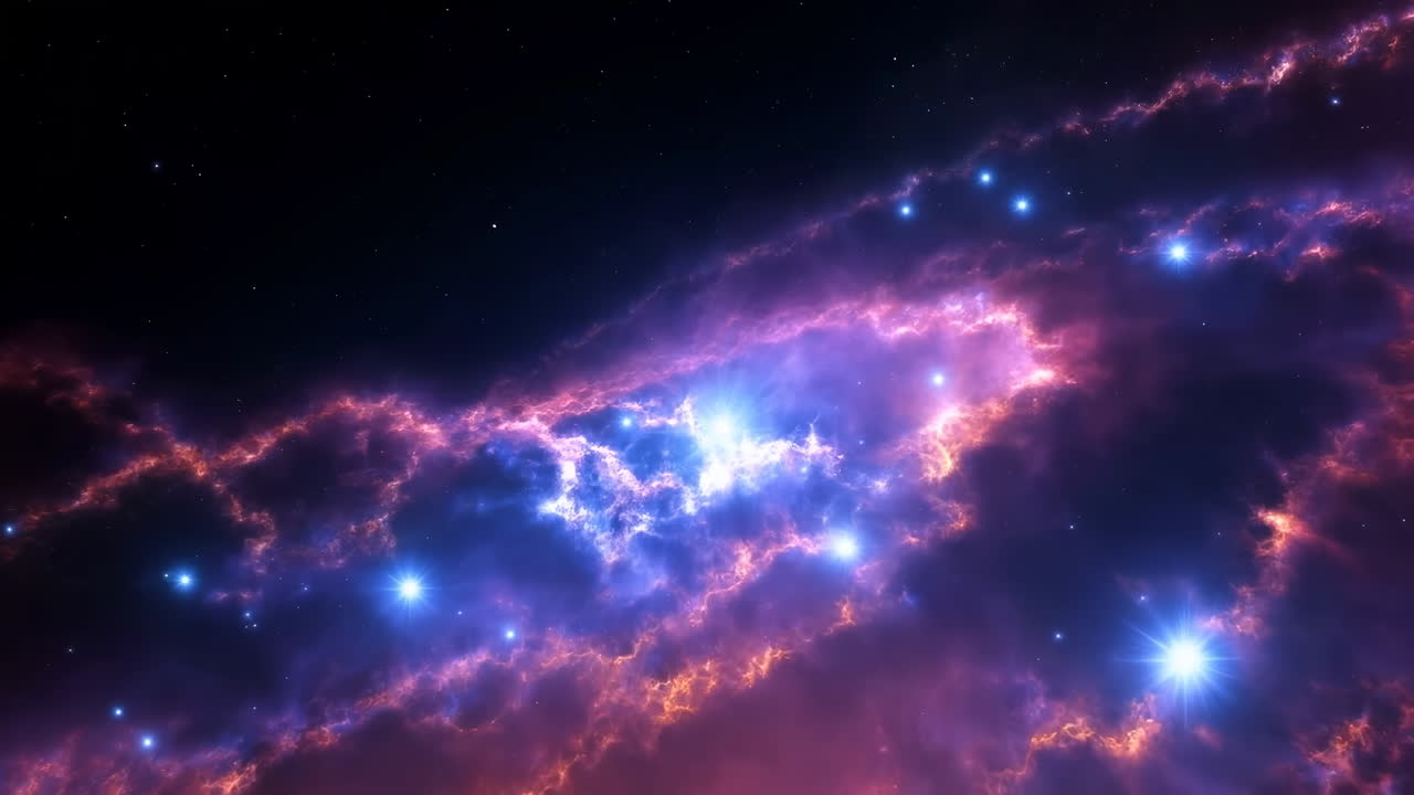 Vibrant Nebula with Bright Stars Drifting Through Deep Space