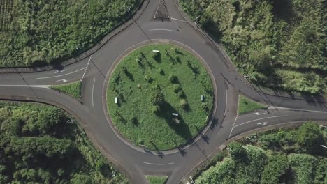 empty roundabout top down aerial view