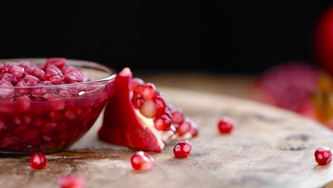 preserved pomegranate seeds on a rotating plate (seamless loopable)