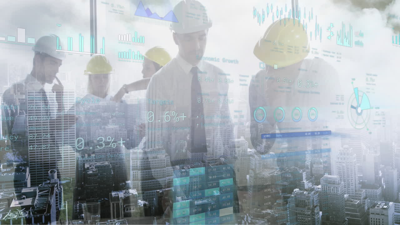 animación del procesamiento de datos financieros en diversos arquitectos.