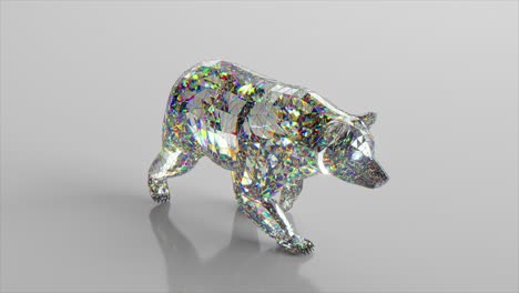 iridescent polygonal bear sculpture