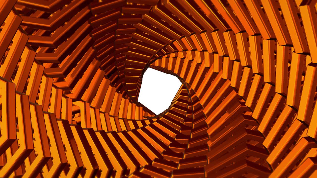 Rotating Abstract Orange Geometric Tunnel Animation Loop
