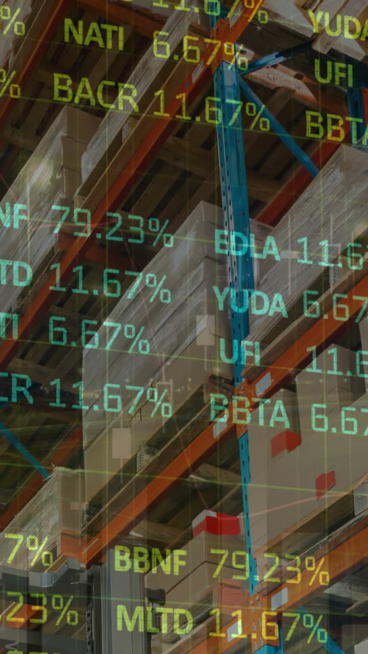 Animation von Finanzdatenverarbeitung über Straße und Lagerhaus