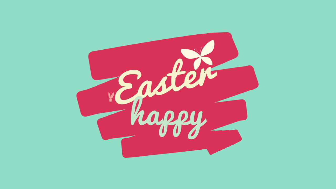 Buona Pasqua con farfalla su sfumatura blu con pennellate rosse