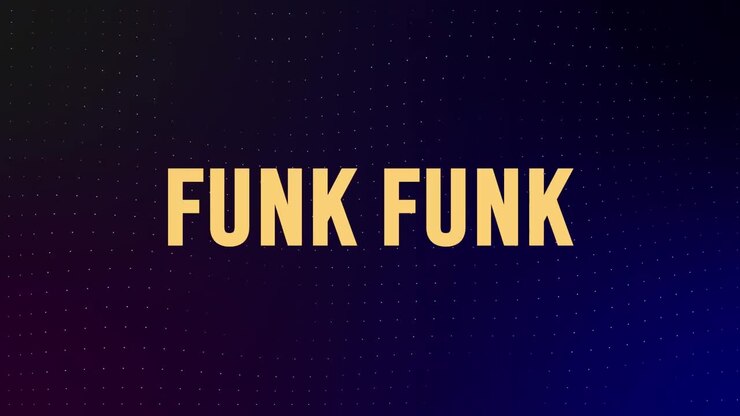 Animazione di testo "funk" e forme su sfondo nero