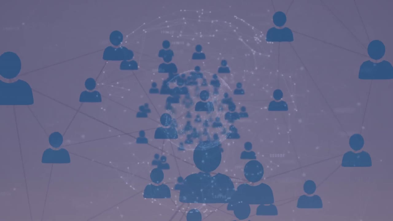 ⁇ 색 배경 위에 연결 네트워크와 아이콘의 애니메이션