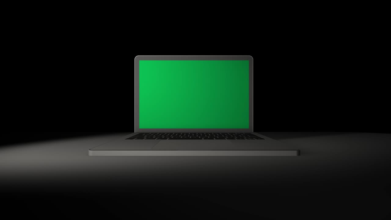 laptop opening with green screen animation set with alpha channel 3d CG