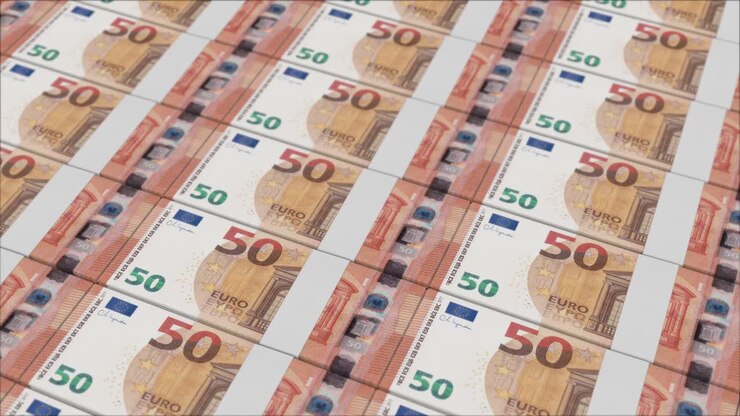 impresión de billetes de 50 euros por una imprenta de dinero