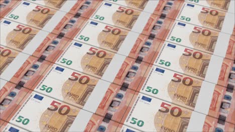 50 euro banknotes printing by a money press