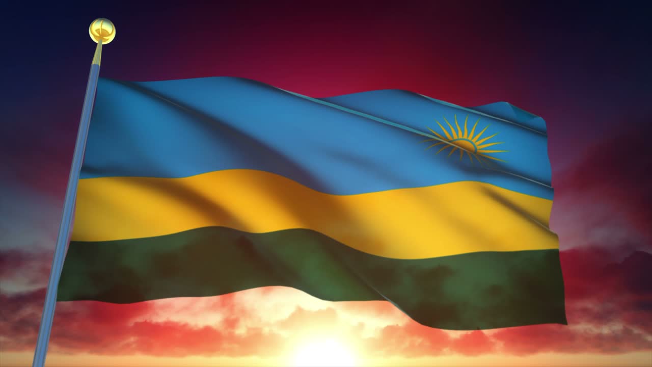 4k bandera muy detallada de ruanda en bucle