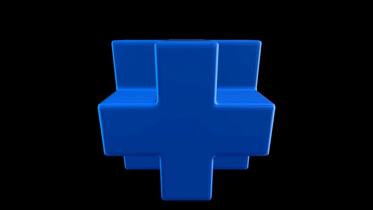 Blå Necker-kube. 3D kryds logo design, korncirkler, hellig geometri