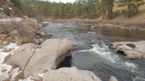 a cold river at the end of winter in colorado