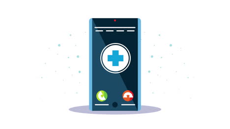 cruz médica en la animación de los teléfonos inteligentes