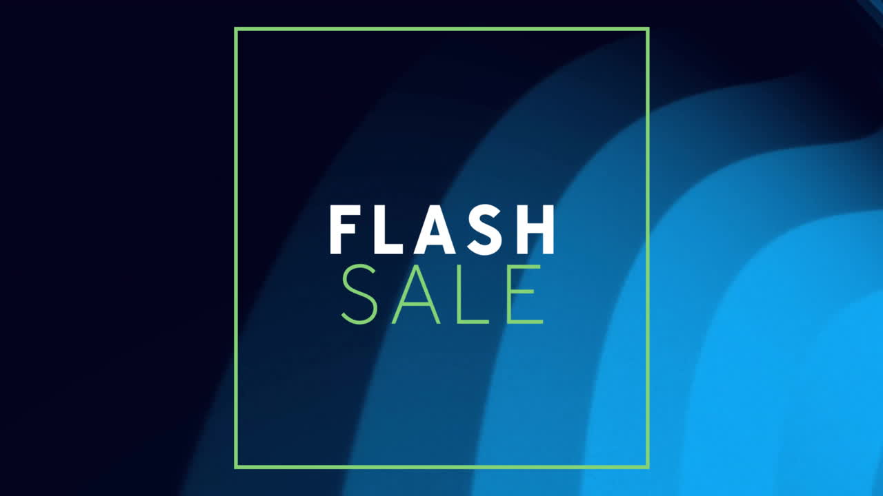 Animation af flash sale tekst over glødende neonmønsterbaggrund